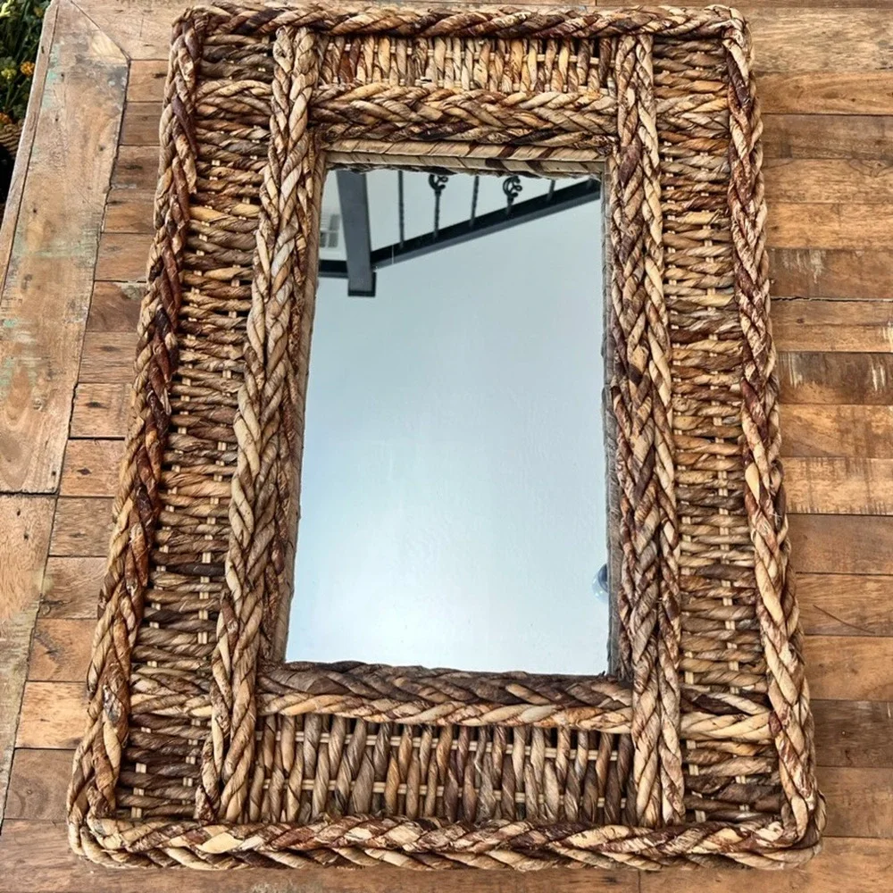 Rectangular Woven Rope Wall Mirror 27.5